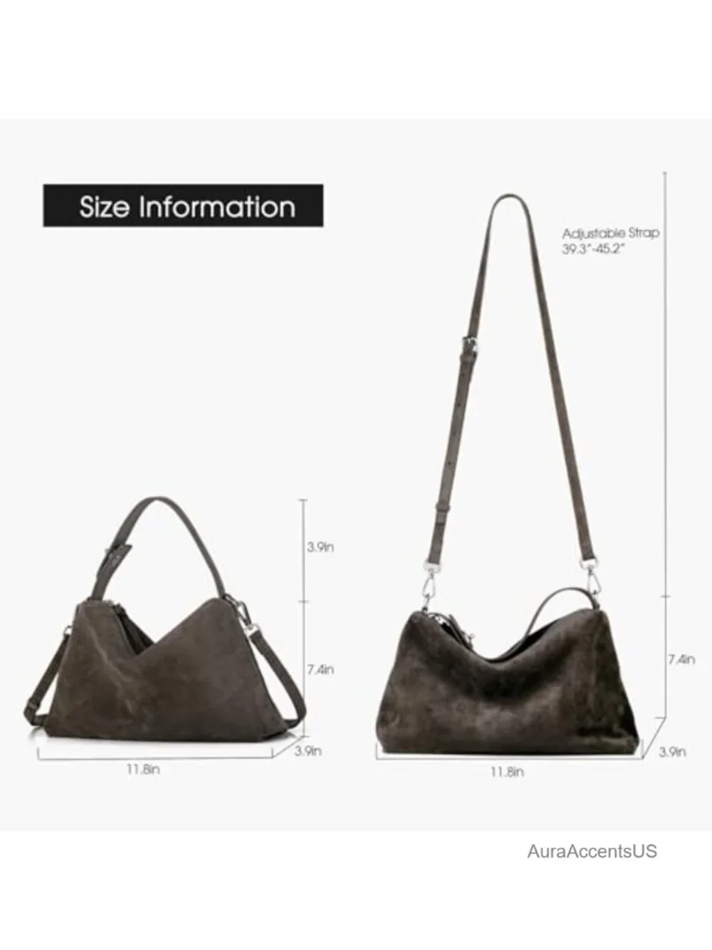 Premium Suede Leather Crossbody Bag for Women Tote Handbag Hobo Purse With